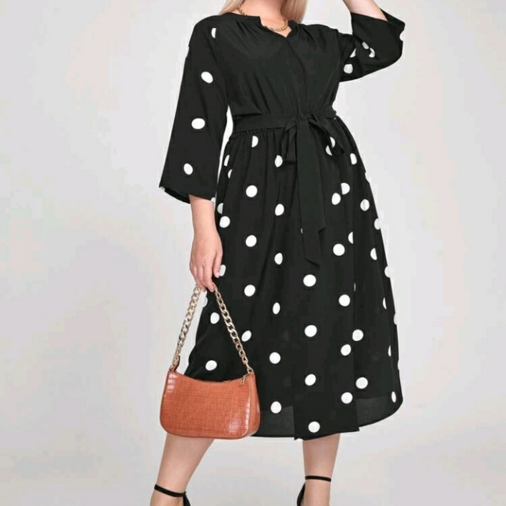#28 Brand New Plus Polka Dot Elegant Dress - Picture 5 of 5
